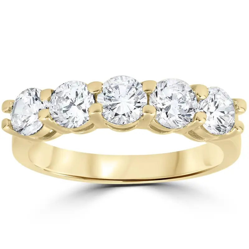 3Ct Round Diamond Five Stone Wedding Ring 14K Yellow Gold 1