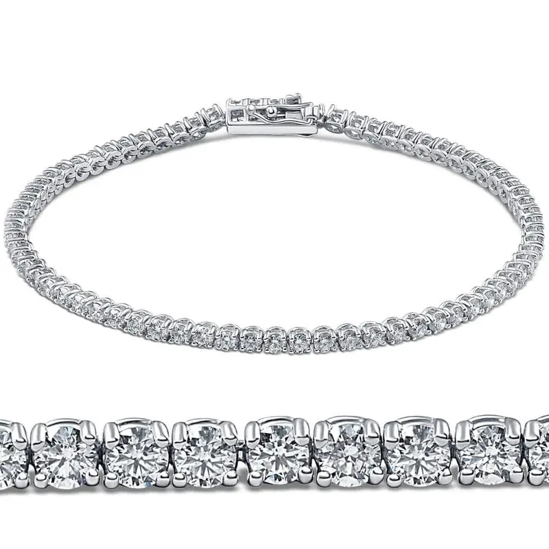 3Ct Round Diamond Tennis Bracelet 14K White Gold Women's 7" 1