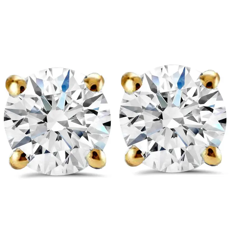 3Ct Tdw Diamond Studs 14K Yellow Gold Lab Grown Screw Back Earrings 1