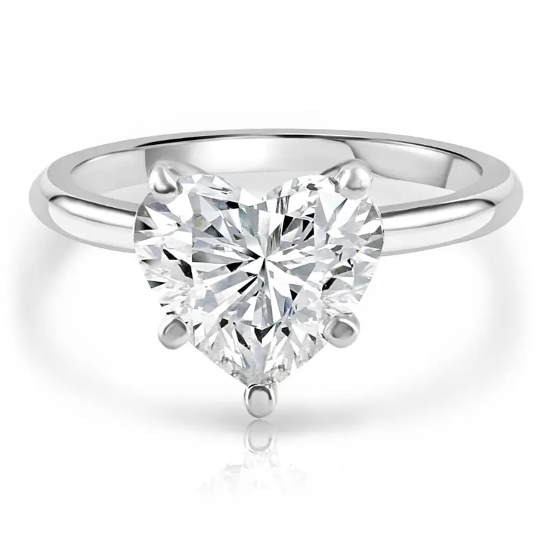 3Ct White Gold Certified Lab Grown Heart Cut Diamond Engagement Ring (G/Vs2) Size: 6.5 1