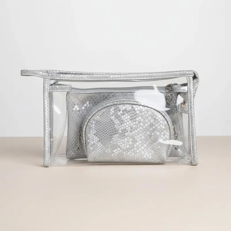 3Pcs - Clear Travel Cosmetic Pouch Bag Set 1