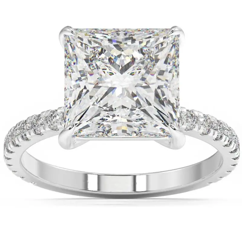 4 1/2 Ct Princess Cut Diamond Engagement Ring Lab Grown In White Or Yellow Gold 1