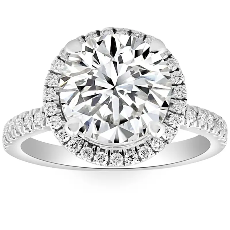 4 1/2Ct Diamond Halo Lab Grown Engagement Ring White, Yellow Or Rose Gold 1