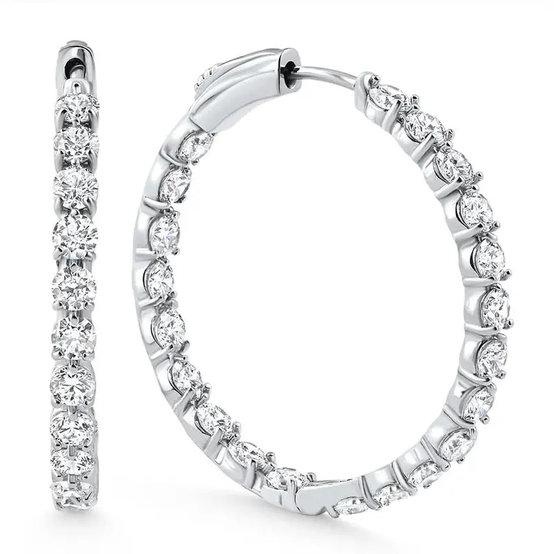 4 1/2Ct Diamond Inside Outside Hoops Gold Women's Earrings Lab Grown 1.25" Tall Size: 1.25" Tall 1
