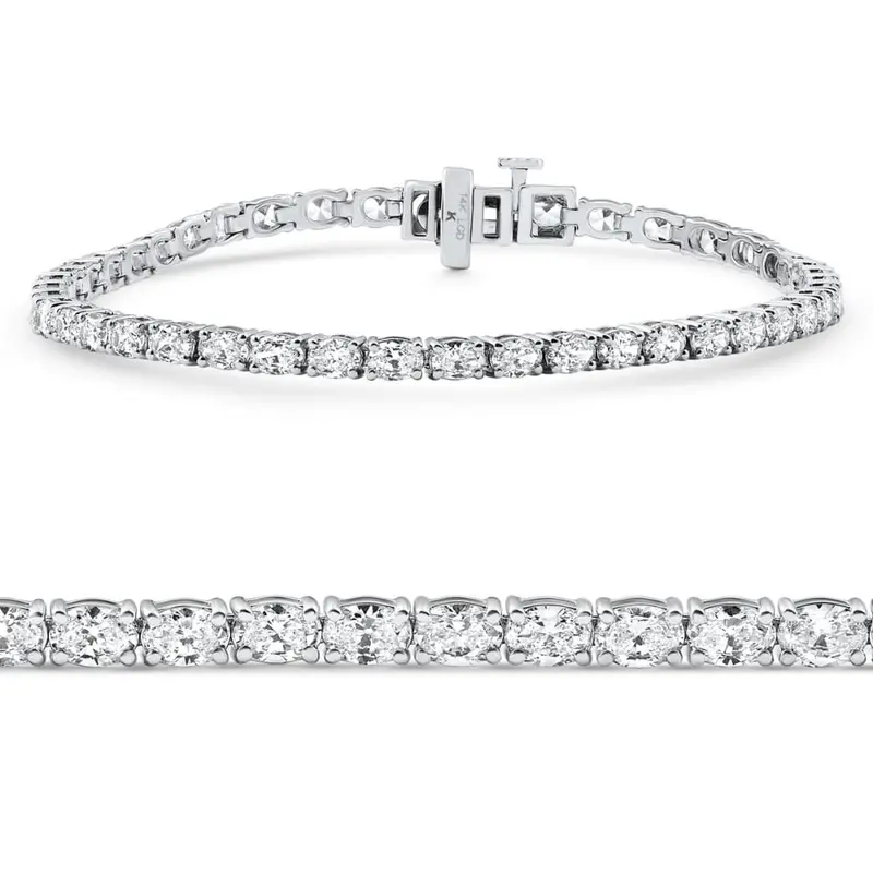 4 1/2Ct Oval Cut Diamond Tennis Bracelet 7" 14K White Gold Lab Grown Size: Medium 1