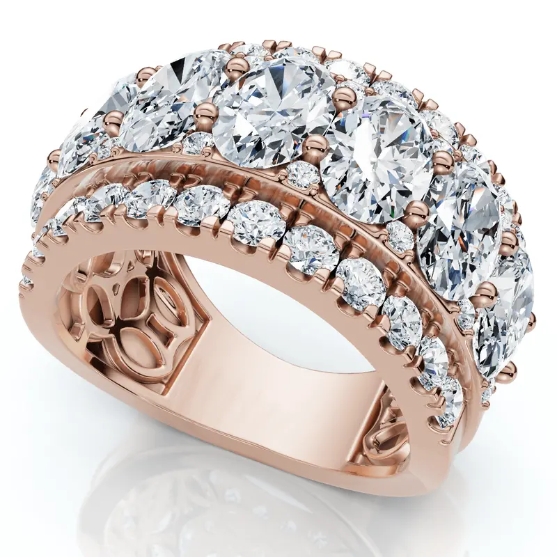 4 1/5Ct Oval Diamond Vivant Wide Anniversary Ring 14K Gold Lab Grown 1