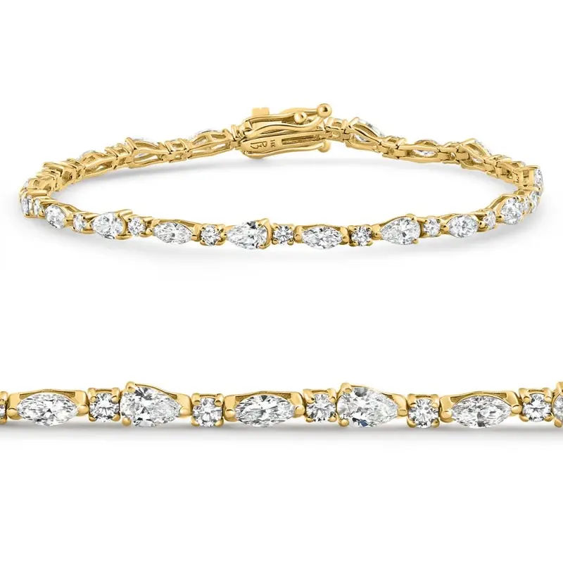 4.10Ct Multi-Stone Diamond 7" Tennis Bracelet 14K Gold Lab Grown 1