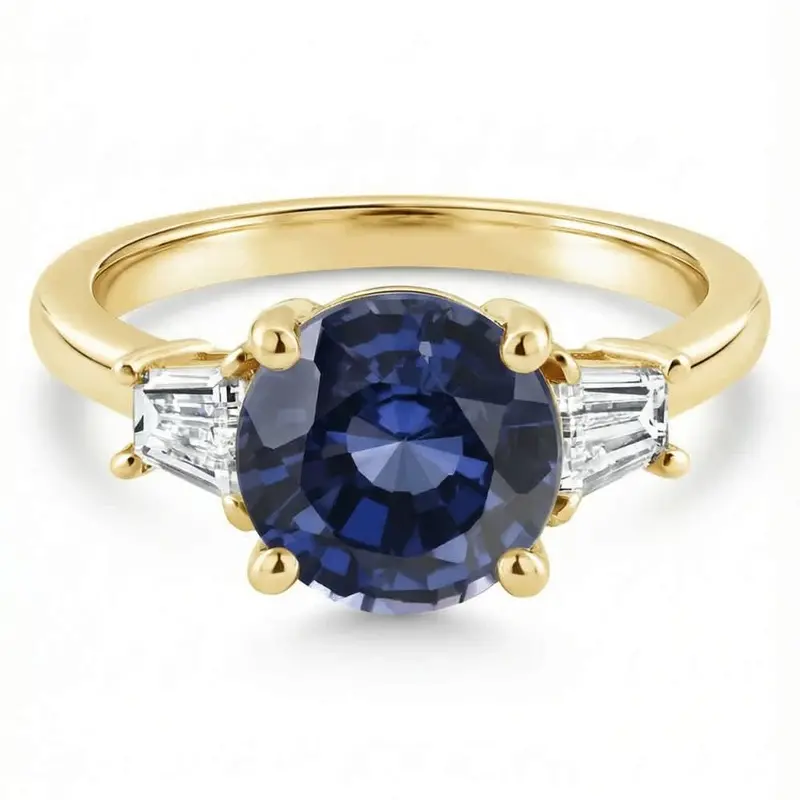 4 3/4Ct Blue Sapphire & Diamond Engagement Anniversary Ring Gold Lab Grown 1
