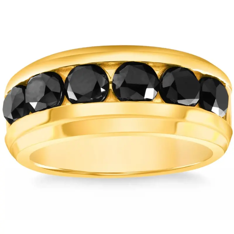 4 3/8Ct Tw Black Diamond Men's Ring 10K Yellow Or White Gold 1