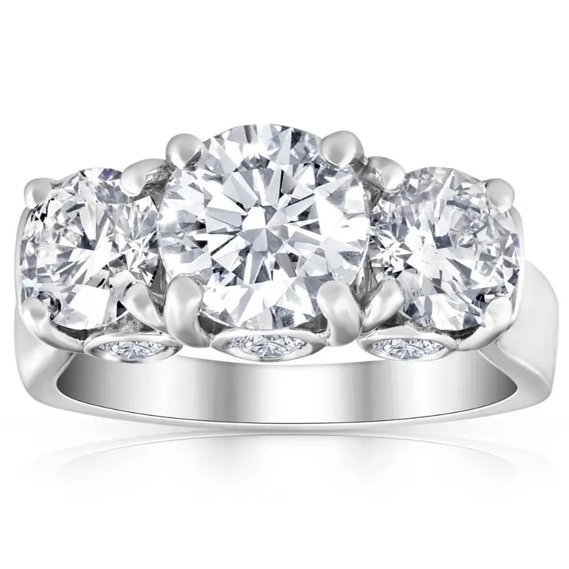 4 5/8 Ct Tw Three Stone Diamond Engagement Ring 14K White Gold Lab Grown 1