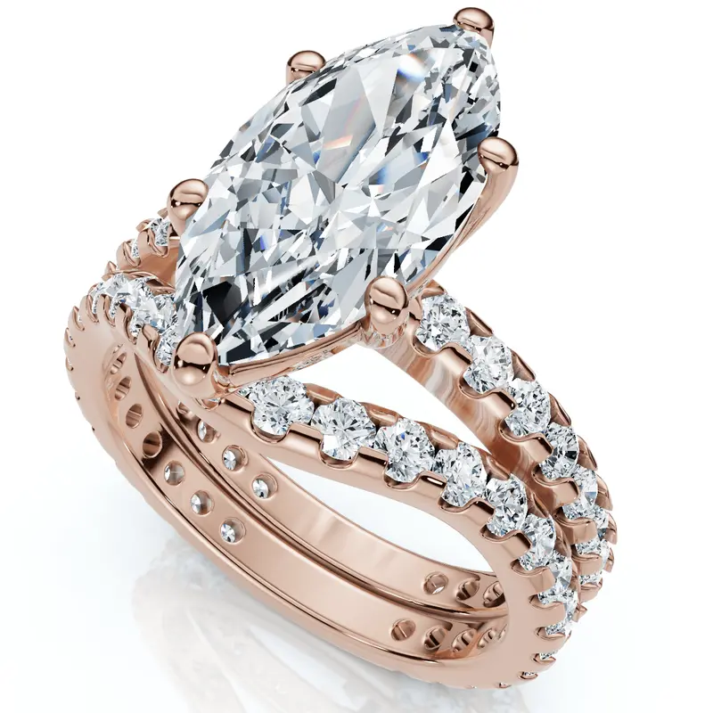 4.5 Carat Marquise Diamond Engagement Ring Set – Lab-Grown, 14K Gold