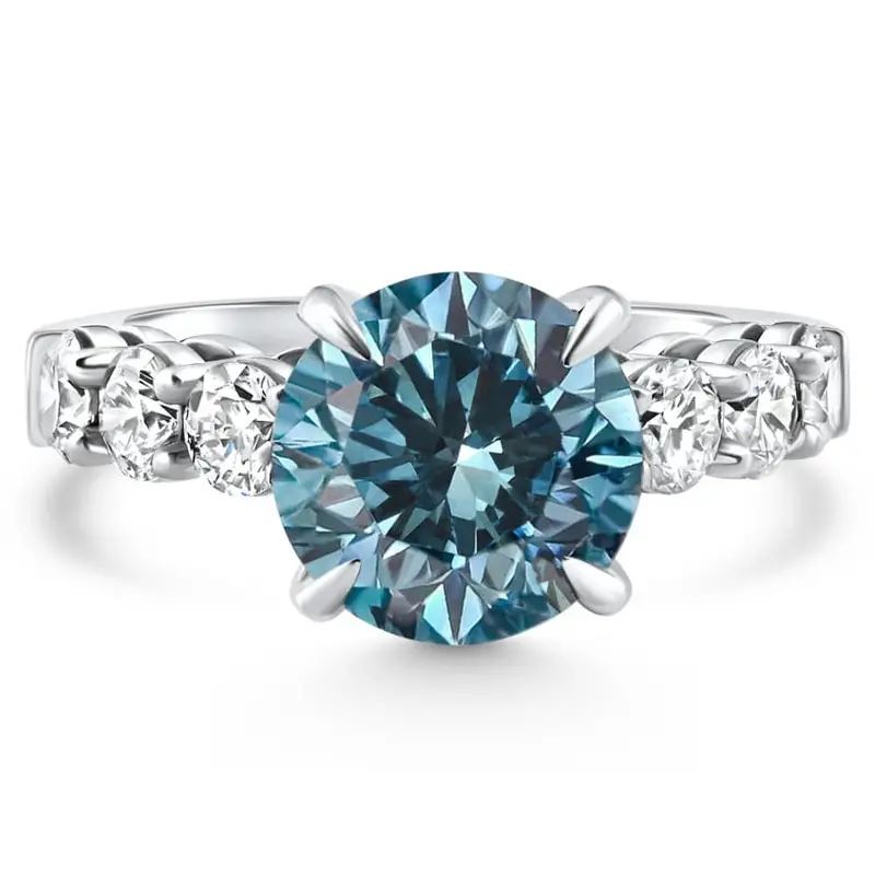 4.50Ct Blue Diamond Engagement Ring 14K White Gold Lab Grown 1