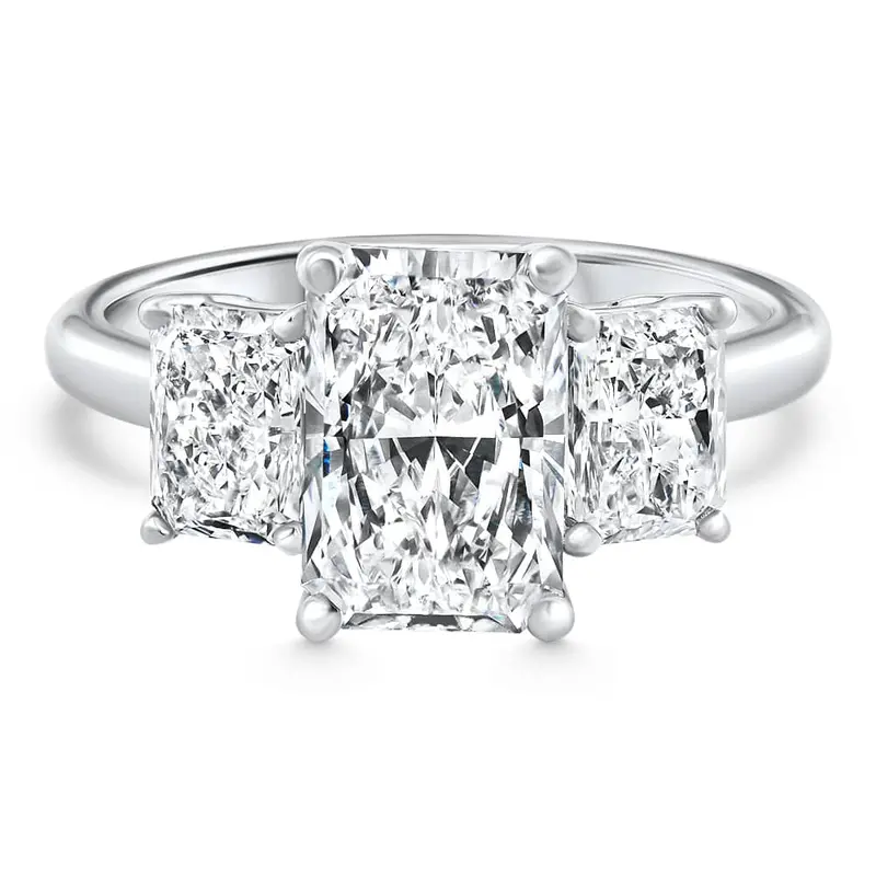 4 - 7 Ct Radiant Cut 3-Stone Diamond Engagement Ring 14K Or Platinum Lab Grown 1