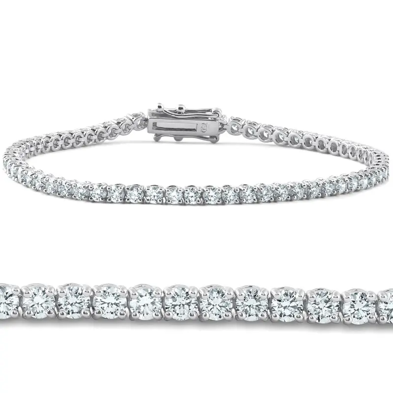 4 Carat Tw Round Cut Diamond Tennis Bracelet 14K White Gold Lab Grown 1