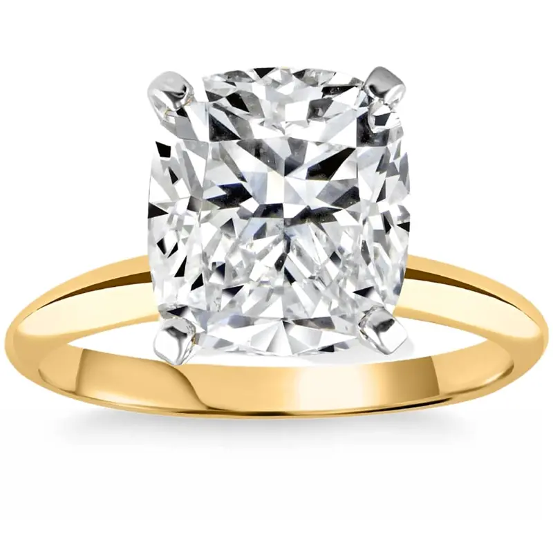 4 Ct 14K Two Tone Certified Lab Grown Cushion Diamond Engagement Ring Size: 6.5 1