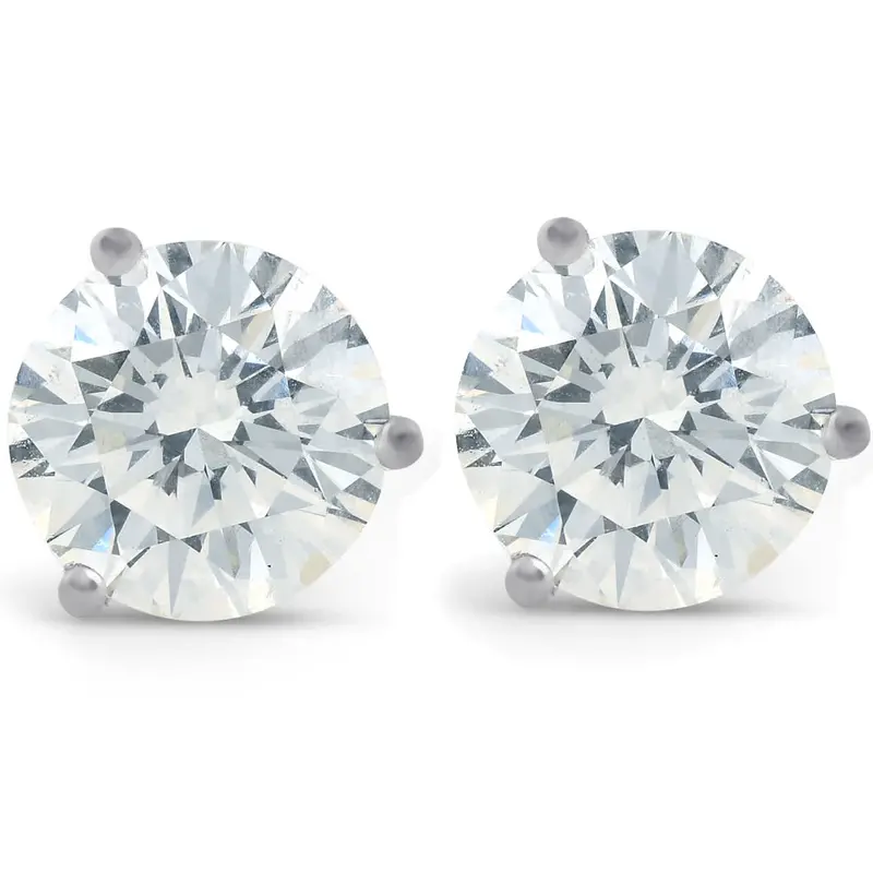 4 Ct Diamond Martini Screw Back Studs 14K White Gold Enhanced 1
