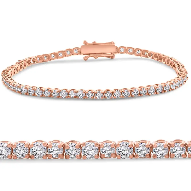 4 Ct Diamond Tennis Bracelet 14K White, Yellow, Or Rose Gold Lab Grown 7" 1