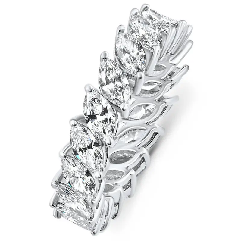 4 Ct Marquise Cut Designer Diamond Eternity Wedding Ring 14K Gold Lab Grown 1