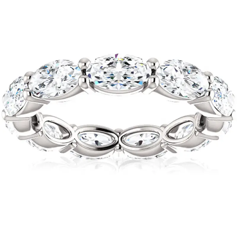 4 Ct Oval Moissanite Eternity Ring 14K White Gold 1