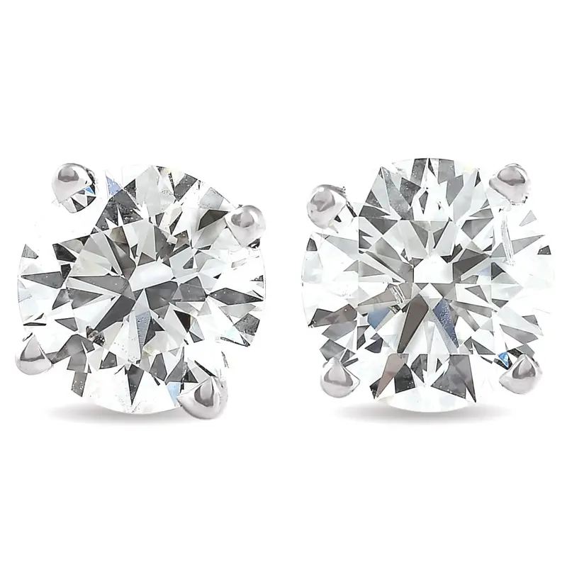 4 Ct Tw Round Moissanite Screw Back Studs 14K White Gold 1