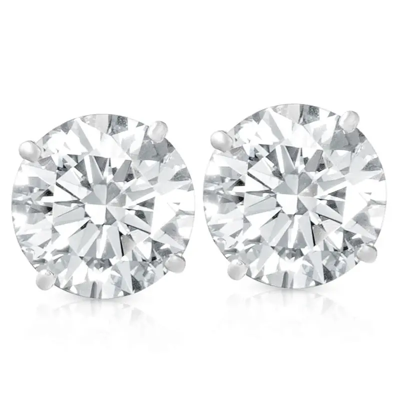 4 Ct Tw Round Moissanite Studs 14K White Gold 1
