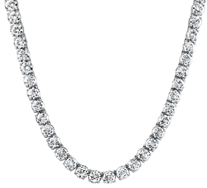 42Ct Tw Diamond Tennis Necklace 14K White Gold 16.5" Lab Grown 1