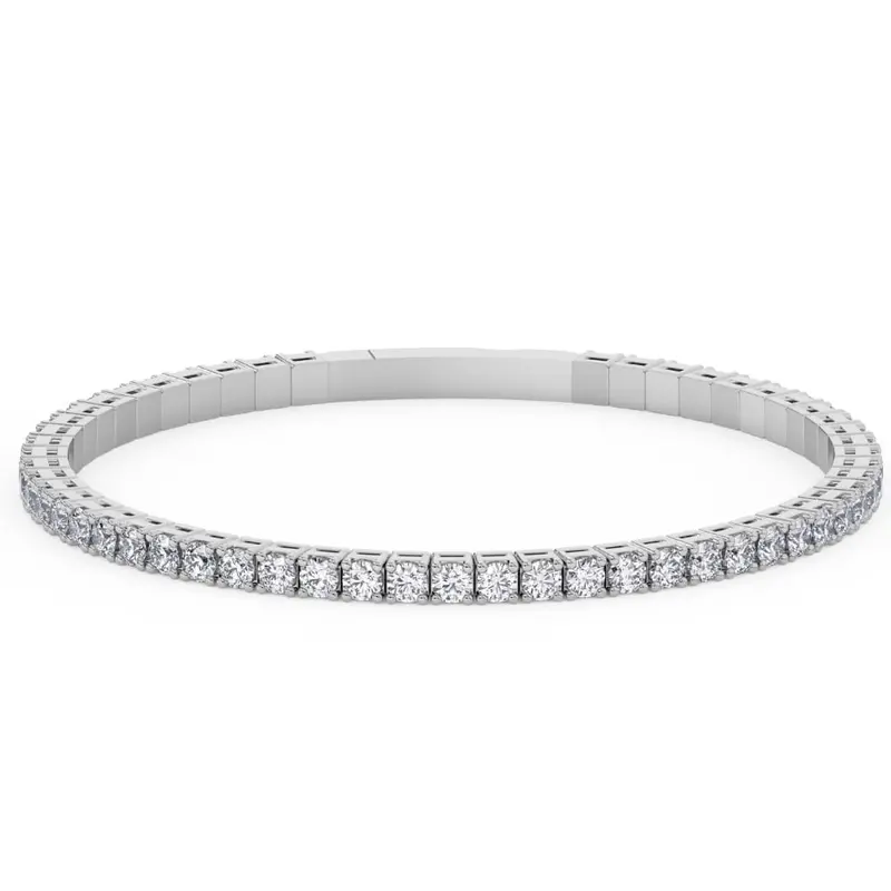 4Ct Diamond Flexible Oval Bangle Women's Bracelet 14K White Gold Lab Grown Size: Medium 1