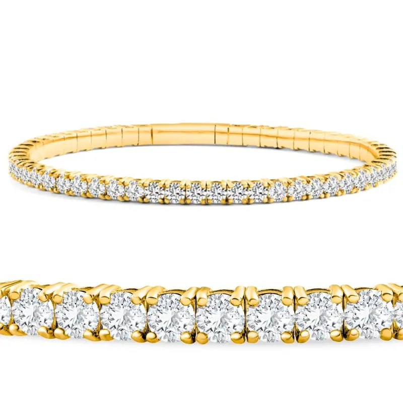 4Ct Diamond Flexible Oval Bangle Women's Bracelet 14K Yellow Gold Lab Grown Size: Medium 1