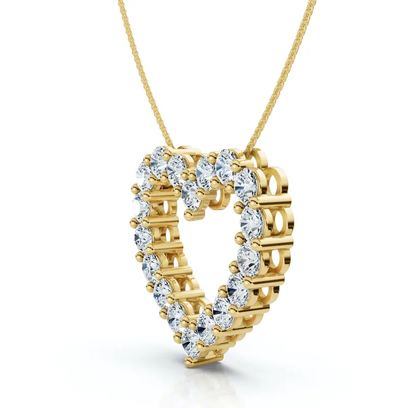 4Ct Diamond Heart Pendant 14K Gold Lab Grown 1 1/10" Tall 18" Necklace 1