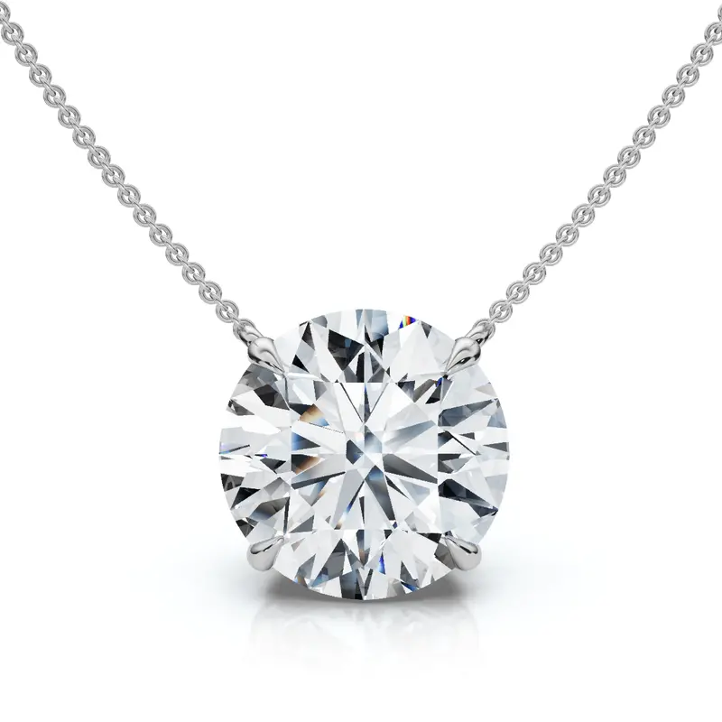 4Ct  Diamond Solitaire Pendant 14K Gold 18" Necklace Lab Grown Certified 1