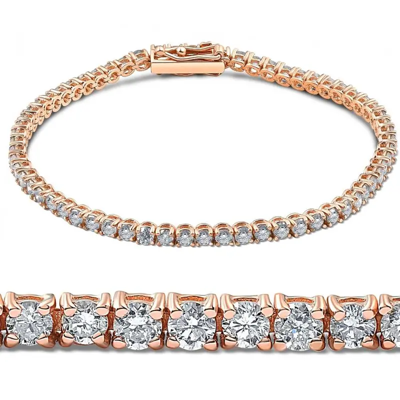 4Ct Diamond Tennis Bracelet 14K Rose Gold 7" 1