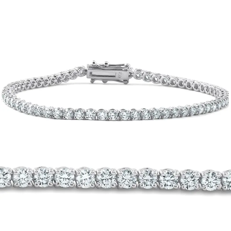 4Ct Tw 14K White Or Yellow Gold Round-Cut Diamond Tennis Bracelet 7" Women's 1