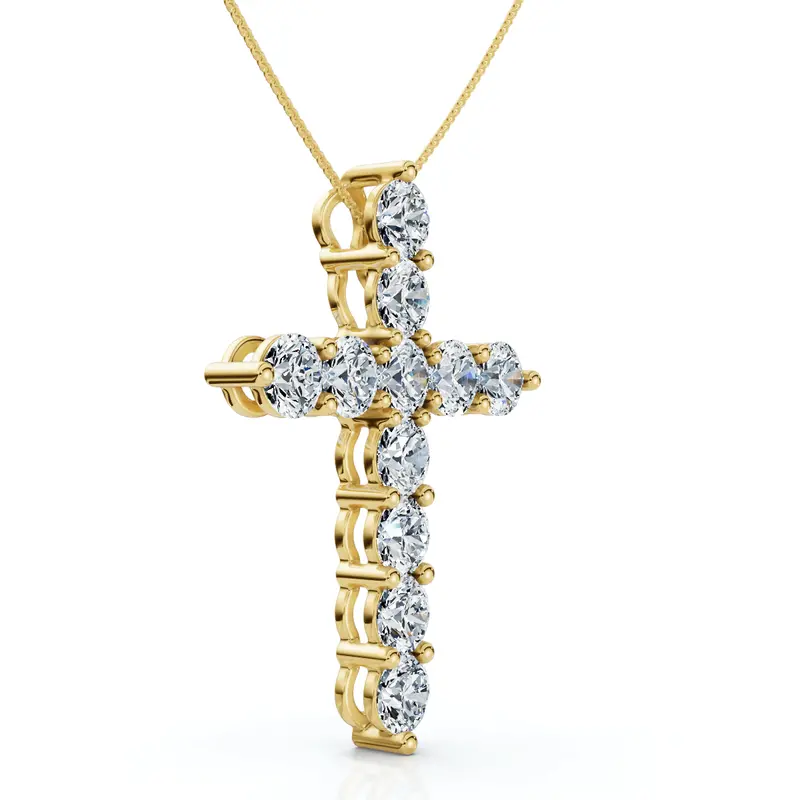 4Ct Tw Diamond Cross Pendant 14K Gold Women's 18" Necklace Lab Grown 1