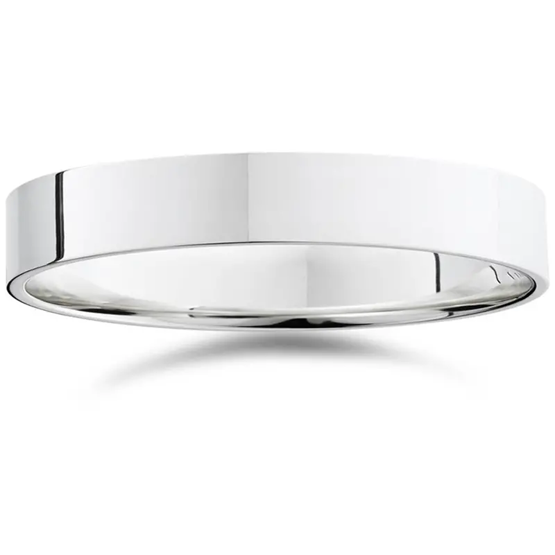 4Mm Flat 14K White Gold Comfort Fit Wedding Band Ring Size Selectable 1