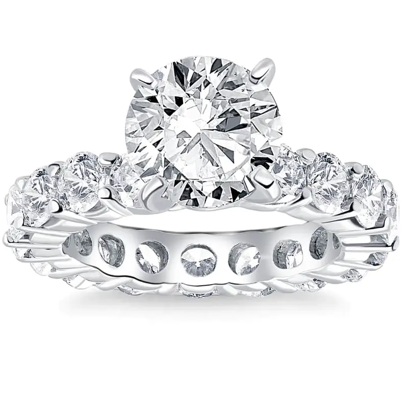 5 1/2Ct Tw Round Cut Diamond Eternity Engagement Ring 14K White Gold Lab Grown 1
