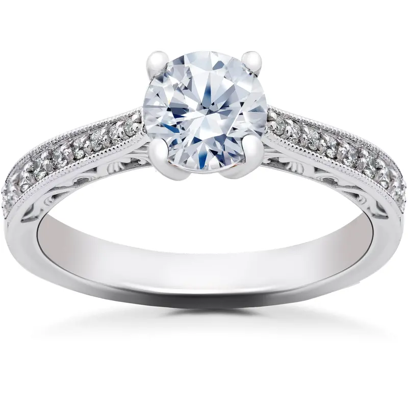 5/8 Ct Lab Created Diamond Angelica Vintage Engagement Ring 14K White Gold Size Selectable 1