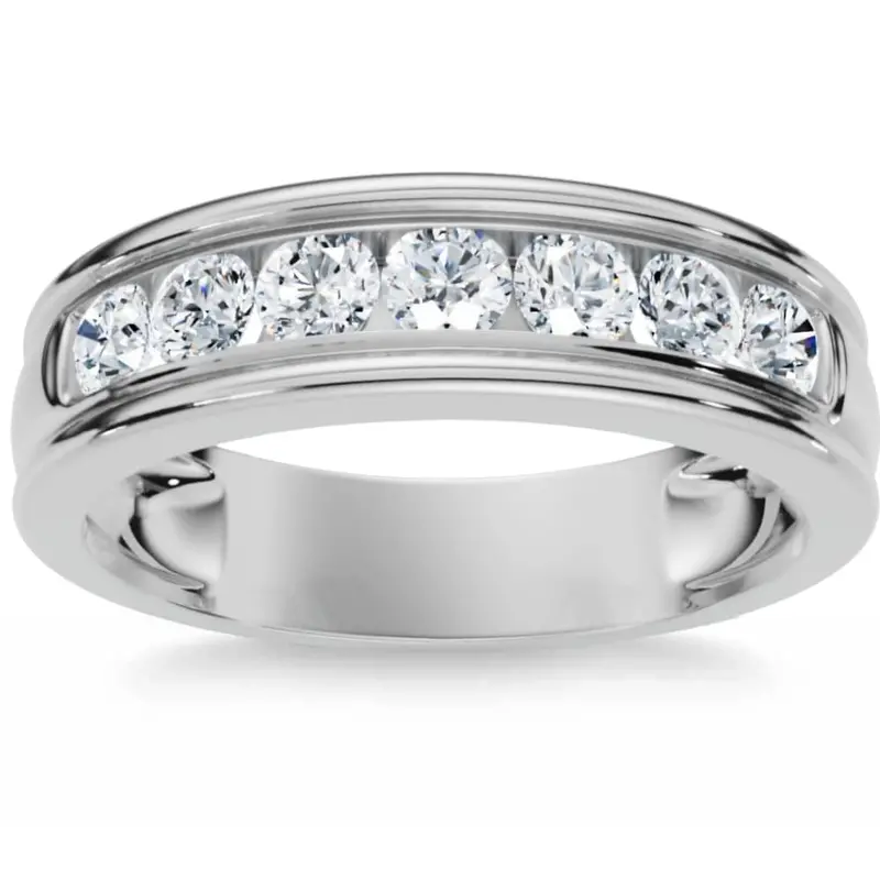 5/8 Ct Mens Diamond Brushed Wedding Gold Ring 1