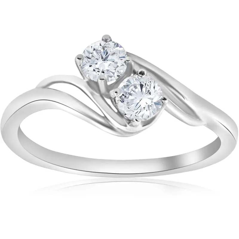 5/8 Ct Two Stone Diamond Forever Us Engagement Ring Solitaire 14K White Gold 1