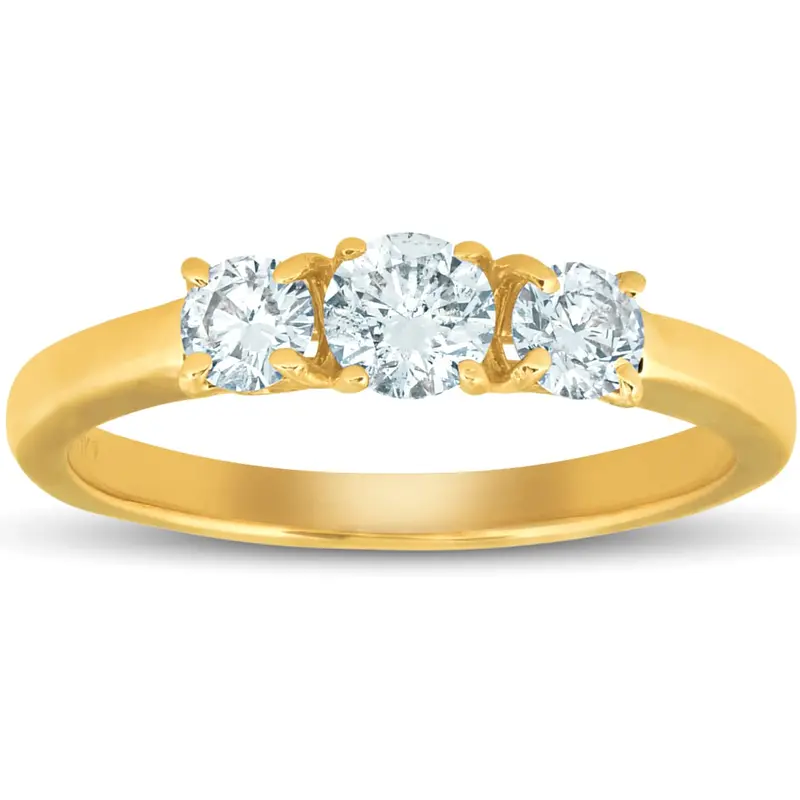 5/8Ct 3-Stone Diamond Engagement Ring 14K White, Yellow, Or Rose Gold 1