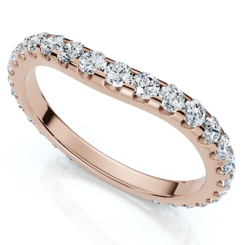 5/8Ct Curved Diamond Wedding Anniversary Matching Band 14K Gold Ring Lab Grown 1