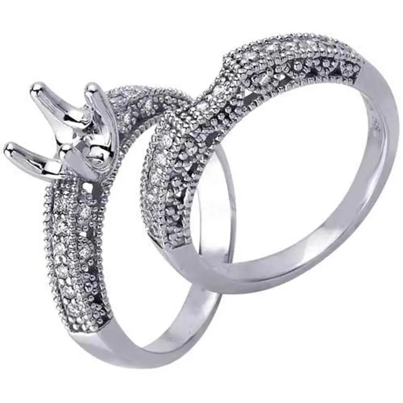 5/8Ct Diamond Engagement Matching Wedding Ring Setting Size Selectable 1