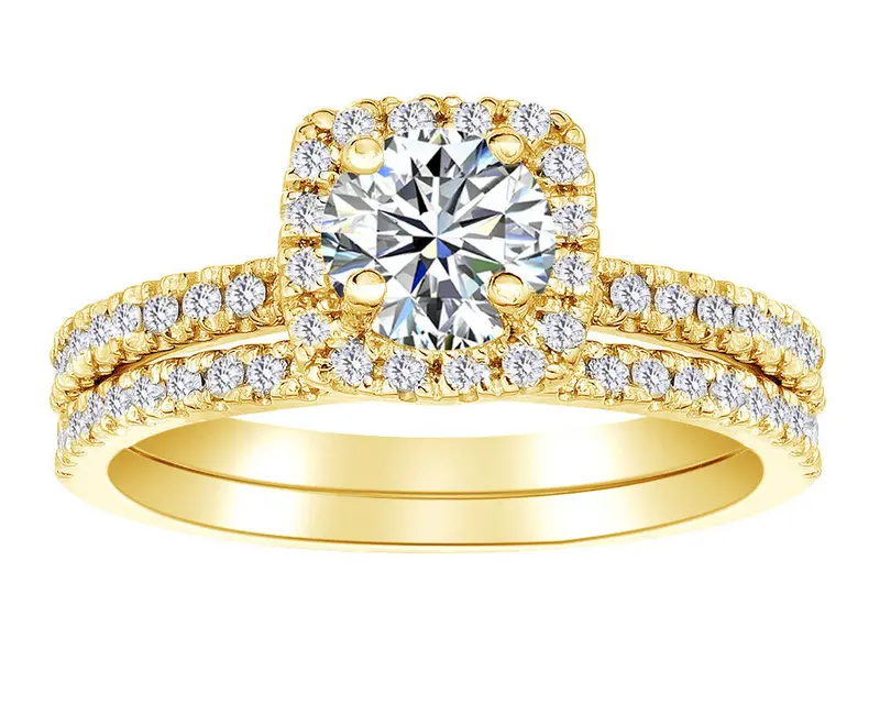 5/8Ct Diamond Halo Engagement Ring Set In White, Rose, Yellow Gold, Or Platinum 1