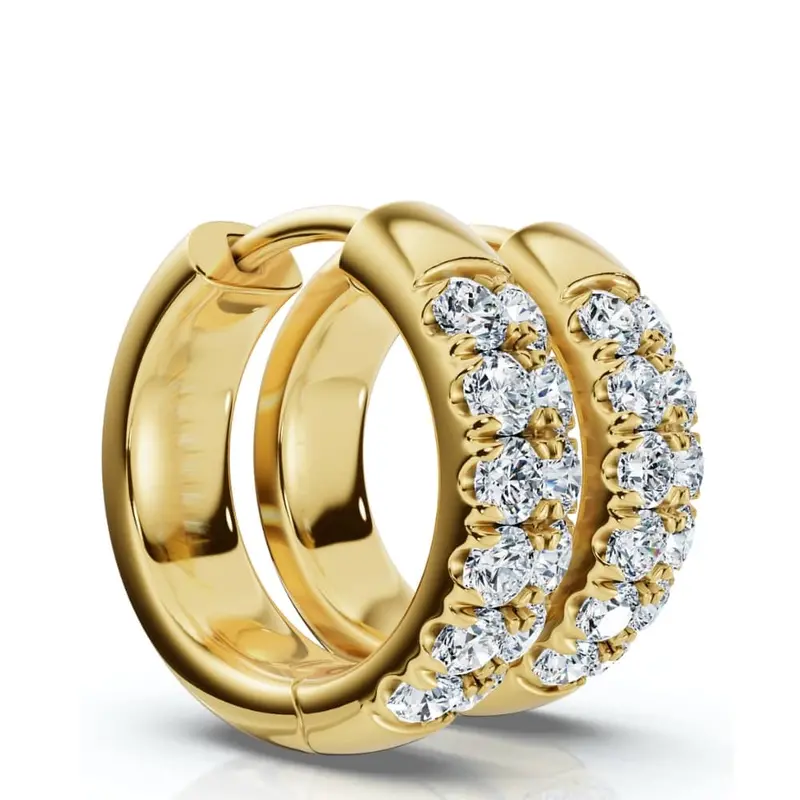 5/8Ct Diamond Hoops 10K Gold Earrings Lab Grown 1/2" Tall 1