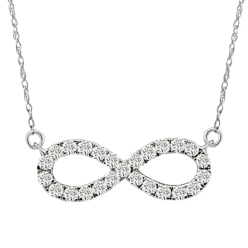 5/8Ct Diamond Infinity Pendant White Or Yellow Gold Necklace 3/4" Wide 1