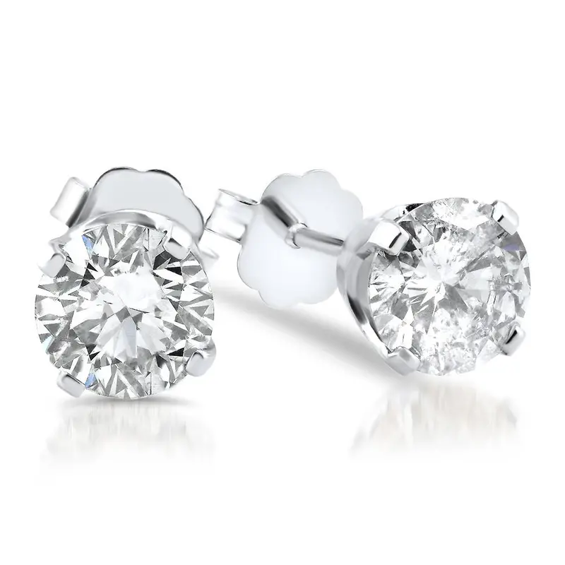 5/8Ct Diamond Studs 14K White Gold Push Back 1