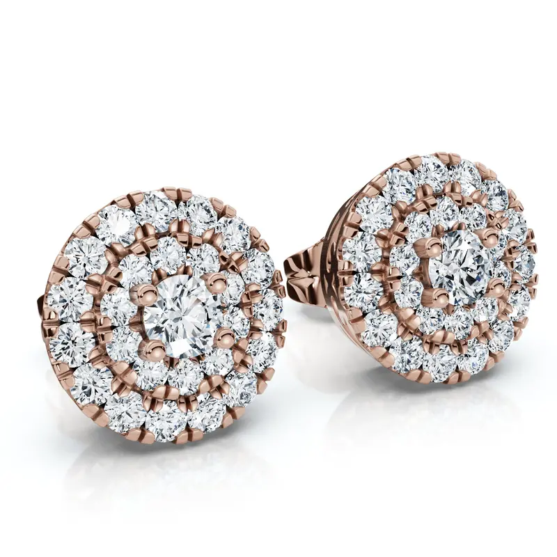 5/8Ct Double Halo Women's Diamond Earrings 14K Gold Lab Grown 1