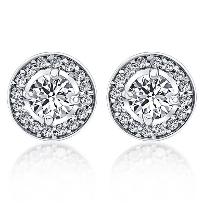 5/8Ct Halo Diamond Studs 14K White Gold 1