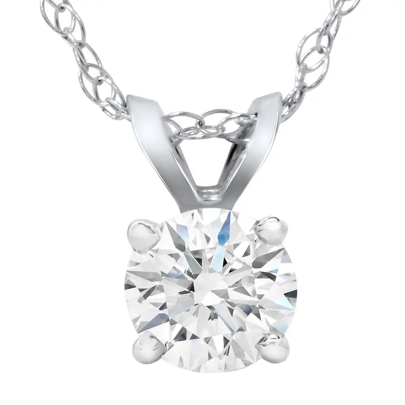 5/8Ct Lab Grown Diamond Round Solitaire Pendant 14K White Gold 1