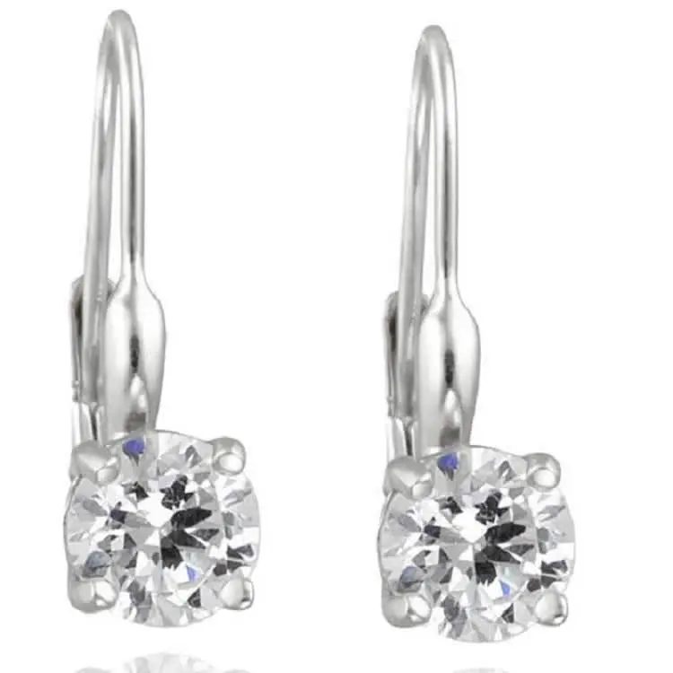 5/8Ct Lever Back Dangle Hoops 14K White Gold Earrings Lab Grown 1