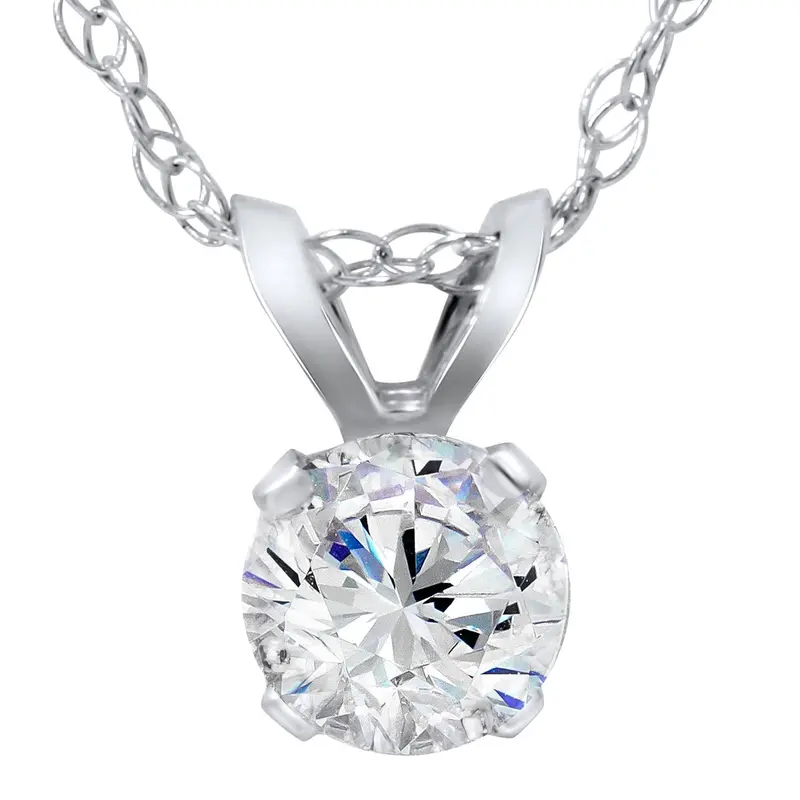5/8Ct Round Diamond Solitaire Pendant 14K White Gold 1